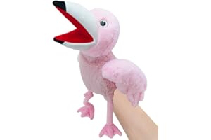 okegztoa Puppets bird Flamingo Hand Puppet,13.8"Animal Puppet Flamingo Hand Puppets Stuffed Animal Puppet for Kids with Movable Mouth,Puppet Plush Multi-color Toys Bird Puppet Role Play Teaching(Pink)