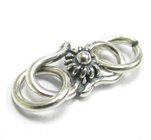 2 sets Bali .925 Sterling Silver Sunflower S Hook Clasp 11mm / 5mm Round Jump Ring / Connector / Findings / Antique