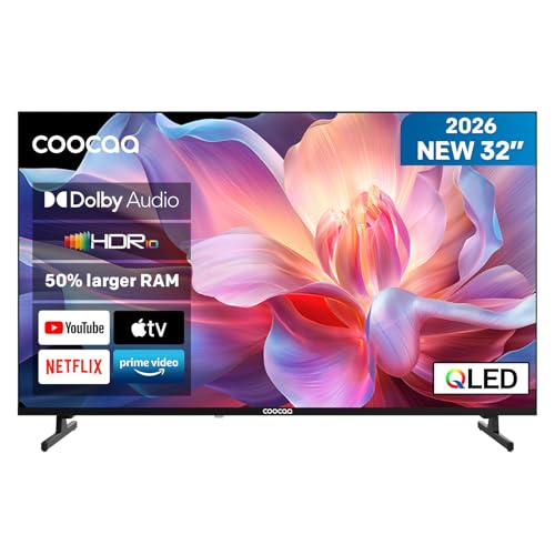 Smart TV 32 Pulgadas (80 cm), Televisor QLED LED con HDR10, Dolby Audio, Bluetooth 5.1, DVB-T/T2/C/S/S2, Ci+, Low Blue Light, 1,5 GB RAM, Modelo 2026 (32CTQH38Z)