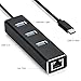 Crukee USB TYPE C Hub Adapter to 3 USB 3.0 Ports & Gigabit Ethernet RJ45 Port with Blue LED Light (Black Aluminium Alloy)