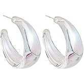 Acrylic Transparent Hoop Earrings Minimalist Resin Earrings Geometric Statement Earrings for Women