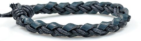 Fashion Jewelry Handmade geninue Braided Woven Navy Blue Leather Hemp Adjustable Bracelet Women Men L020