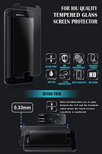 IOU Quality Tempered Glass Screen Protector | Thin, Anti-Glare, Anti-Reflective &amp; Shatterproof Protection | 2.5D Round Edges &amp; 99% Clear HD View | For Samsung Galaxy S7 Only