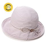 Siggi Womens UPF 50+ Cotton Linen Packable Bucket Sun Hats w/ Chin Cord Summer