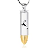 Yinplsmemory Cremation Jewelry for Ashes Locket Deer Bullet Pendant Urn Necklace for Ashes Keepsake Memorial Jewelry for Ashes for Dad Papa