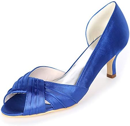 Kitten Heels Satin Bridal Pumps Peep Toe Women Wedding Dress Shoes Y1195-09
