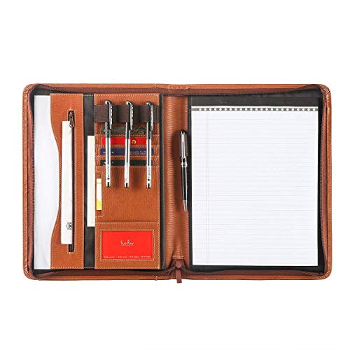 Leathario Leather Folder Business Conference A4 Portfolio Folder Padfolio Noted Case for Work School