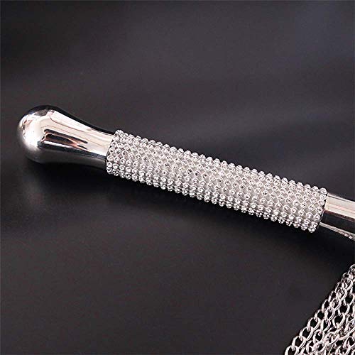 STTQYB Metal Alloy Chain Tassel Short Horse Riding Whip Crop Crystal Handle