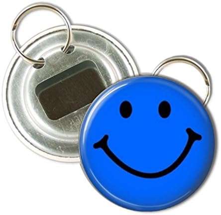 Blue Smiley Bottle Opener Keychain 2.25 Inches