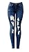 Jack David Womens Distressed Denim Jeans Ripped Blue Skinny Destroy Stretch Jean Pants (19/20, Jack David Jd-r65b- Blue)