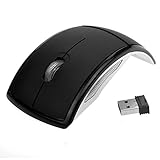 Foxnovo 2.4GHz Wireless Folding Foldable Arc Optical Mouse with USB Receiver for PC Laptop MacBook (Black)