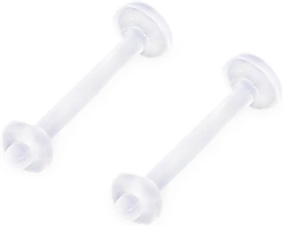 Pack of 2 Clear Flexible Lip Piercing Labret Retainers 16 Gauge (1.2mm x 10mm)