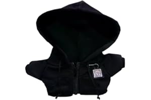 niannyyhouse 10cm~15cm 20cm Plush Doll Clothes Hoodie Cardigan Jacket Soft Stuffed Plush Toy Dress Up (Black 20cm)