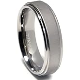 Metal Collections Titanium 7mm Satin Finish Round Edges Wedding Band Ring