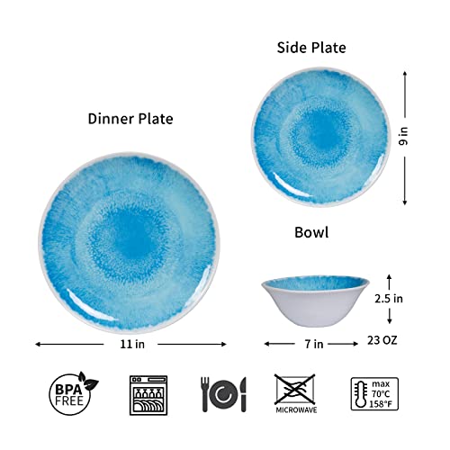 Melamine Dinnerware Set for 412pcs Dinnerware Dishes Set for Indoor