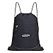 G4Free Drawstring Backpack 15L 20L String Backpack Drawstring Gym Bag Cinch Sack Pockets (Black)