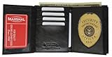 Badge Holder Wallet Genuine Leather Black Police Fire Sheriff Security ID Shield