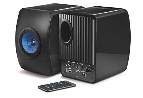 KEF LS50W – SP3903BA – Enceinte sans fil – Enceintes actives | HiFi | Airplay 2 Enceintes | Spotify Connect, TiDAL | LS50 Meilleur système de musique active et système stéréo – Noir/Bleu