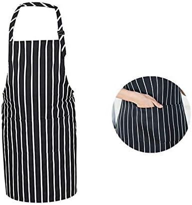 IROCH Unisex Cooking Aprons Chef Apron,Black/White Professional Chef Kichen Apron with Pockets for Baking,Grilling and Bar BQ Restaurant,Mother's Day, 27”Wx 34”L