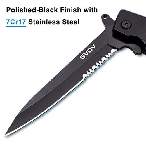 GVDV Folding Pocket Knife with G10 Handle, 7CR17 Stainless Steel EDC