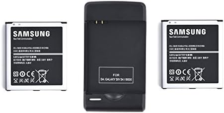 Samsung Galaxy S4 OEM NFC battery [Long Lasting] (2x) 2600 mAh with TrendON external battery charger - Retail Packaging - Black [12 Months warranty] (2 NFC Batteries 1 Charger)