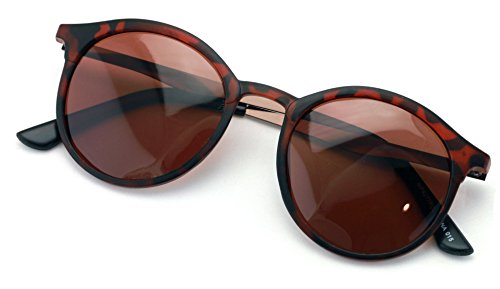 Polarized Round Circular Oval P3 Sunglasses, Unisex Lightweight Shades for Women or Men (Matte Tortoise, Brown)