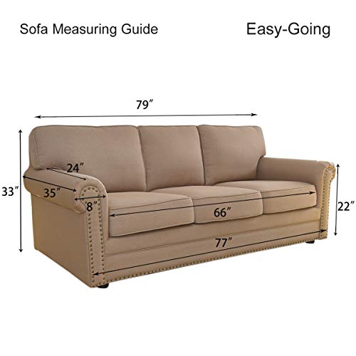 Easy-Going Stretch Sofa Slipcover Couch Sofa Cover Furniture Protector Soft with Elastic Bottom for Kids Spandex Jacquard Fabric Small Checks(Sofa Large,Dark Gray)