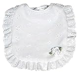 Raindrops Eyelet Girl Bib, White Bud