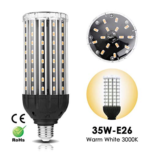 35W E26 LED Corn Light Bulb, Wenscha 35W 3000K Soft Warm White 3500 Lumen 300W Equivalent Super Bright LED Bulb Lamp for Indoor Outdoor Large Area Garage Factory Warehouse Backyard Garden Porch