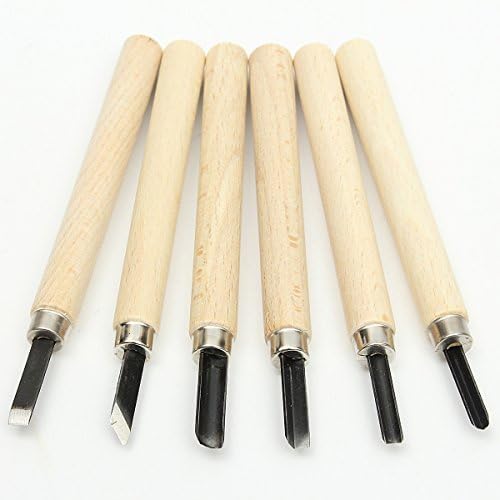 UCTOP 6Pcs Wooden Handle Wood Carving Carvers Working Spoon Chisel Hand Tools Set
