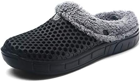 Zcoli Lined Clogs Fur Cotton Garden Slippers for Women Men Couple Indoor Outdoor Slip-on Winter Plush Mules Mesh Warm Breathable House