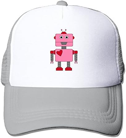 Uzhongquux Cute Robot Summer Mesh Cap With Adjustable Snapback Strap Ash