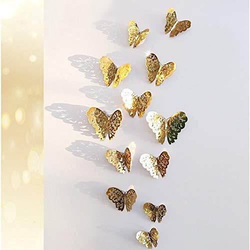 Gaddrt 12Pcs 3D Hollow Butterfly Design Decal Art Wall Stickers Magnetic for Fridge Wedding Home Decor Decal Applique
