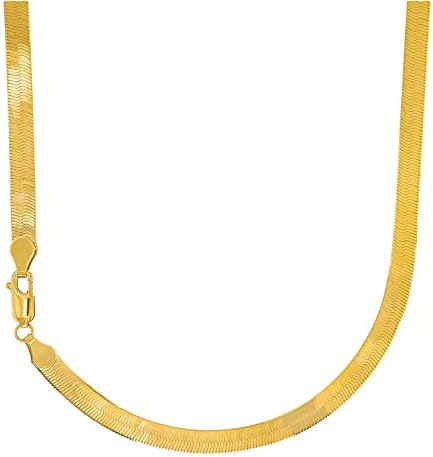 MCS Jewelry 14 Karat Solid Yellow Gold Flexible Silky Imperial Herringbone Necklace 5.0 mm (16", 18", 20" & 24") (24)