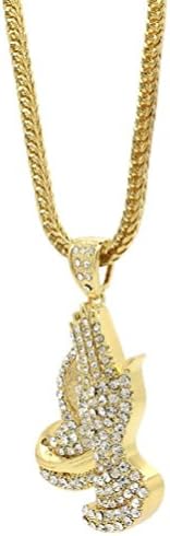 POPLife Mens Golden Plated Iced Out 6God Medium Pendant Hip-Hop 30" Franco Necklace Chain