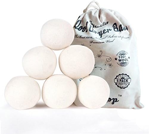 MANMEI Wool Dryer Balls XL Made of 100% Premium, Organic New Zealand Wool, Handmade, Non-Toxic, All Natural Eco-Friendly Reusable Fabric Softener, White 6 Pack