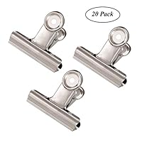 Large Metal Hinge Clips, Coideal 20 Pack 2 Inch Chip Clips for Food Bag/Silver Bulldog Paper Clip Clamp/Money File Binder Clips for Pictures, Photos, Home Kitchen Office School Supplies (51mm)