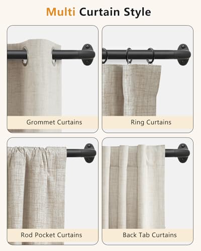 ASULUPHY Blackout Curtain Rod 32-90 In, Wrap Around Window Curtain Rods, 1 Inch Diameter Adjustable Door Curtain Rod, Long Curtain Rod with Brackets, Heavy Duty Drapery Rod for Bedroom