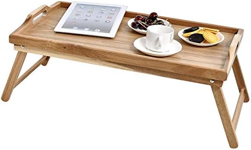 BOIS ART Acacia Wood Foldable Breakfast Bed Tray Table, Laptop Desk, Serving Tray.