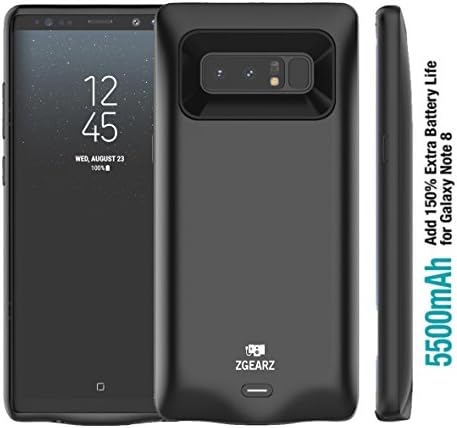 ZgearZ Samsung Galaxy Note 8 Battery Case, 5500mAh Slim External Rechargeable Battery Protective Cover Charging Case. Use it as Extended Portable Power Bank Pack for Samsung Galaxy Note 8(6.3inch)
