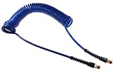 Coilhose Pneumatics PU14-10B-B Flexcoil Polyurethane Coiled Air Hose, 1/4-Inch ID, 10-Foot Length with (2) 1/4-Inch Reusable Strain Relief MPT Swivel Fittings, Dark Blue