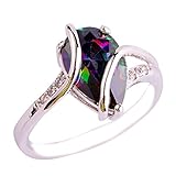 Empsoul Women 925 Sterling Silver Natural Fancy Plated Rainbow Topaz Engagement Love Promise Ring