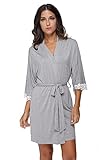 Best Seller Short Sleepwear Modal Cotton Knit Robe-Lace Trim