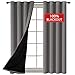 H.VERSAILTEX 100% Blackout Window Curtain Panels, Heat and Cold Blocking Drapes with Black Liner for Living Room, 108 inches Thermal Insulated Draperies (2 Pieces, 52 inches Wide Each Panel, Grey)