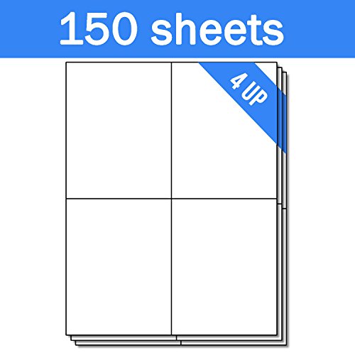 OfficeSmartLabels Rectangular 4-1/4 x 5-1/2 Shipping/Wine Bottle Labels for Laser & Inkjet Printers, 4.25 x 5.5 Inch, 4 per sheet, White, 600 Labels, 150 Sheets