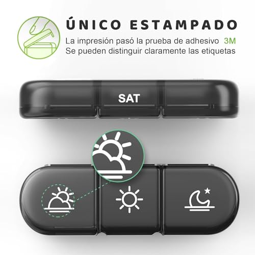 MXCOCO Organizador de Pastilla Español, Pastillero con Capacidad Grande para 7 Días y Porciones para Mañana Mediodía y Noche, Pastillero Semanal con 21 Rejillas y Caja Organizada Portátil para Viaje