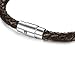 FUNRUN 3PCS Stainless Steel Leather Bracelet for Men Women Braided Rope Wrist Cuff Magnetic Clasp 6MM 7.5 Inches