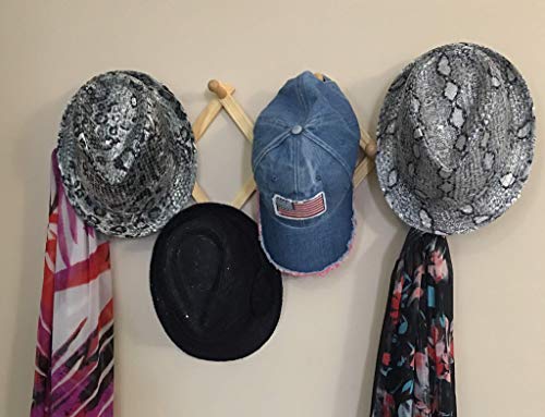 image for 2 ALAZCO Accordion Style Wood Expandable Wall Racks - Each Has 13 Hook