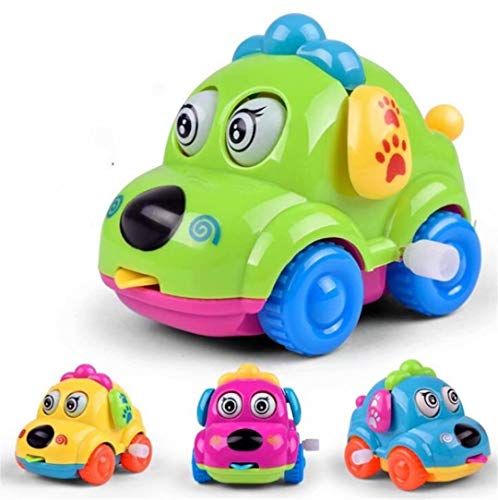 CARDEON 1Pc Cute Cartoon Animal Dog Wind Up Toys Running Car Clockwork Classic Toy Newborn Spring Toy Random Color
