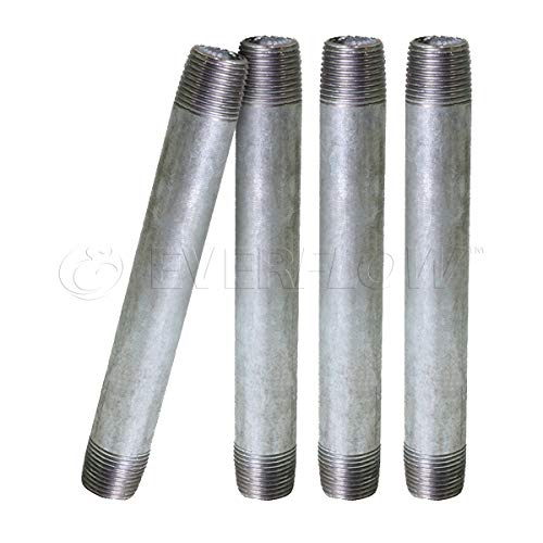 Everflow NPGL1080-4, Pre Cut Industrial Steel Nipple Pipe, Connectors, Used To Build DIY Furniture, Threaded Pipes and Fittings, 1" x 8", Galvanized (Pack of 4) - Thumbnail 5